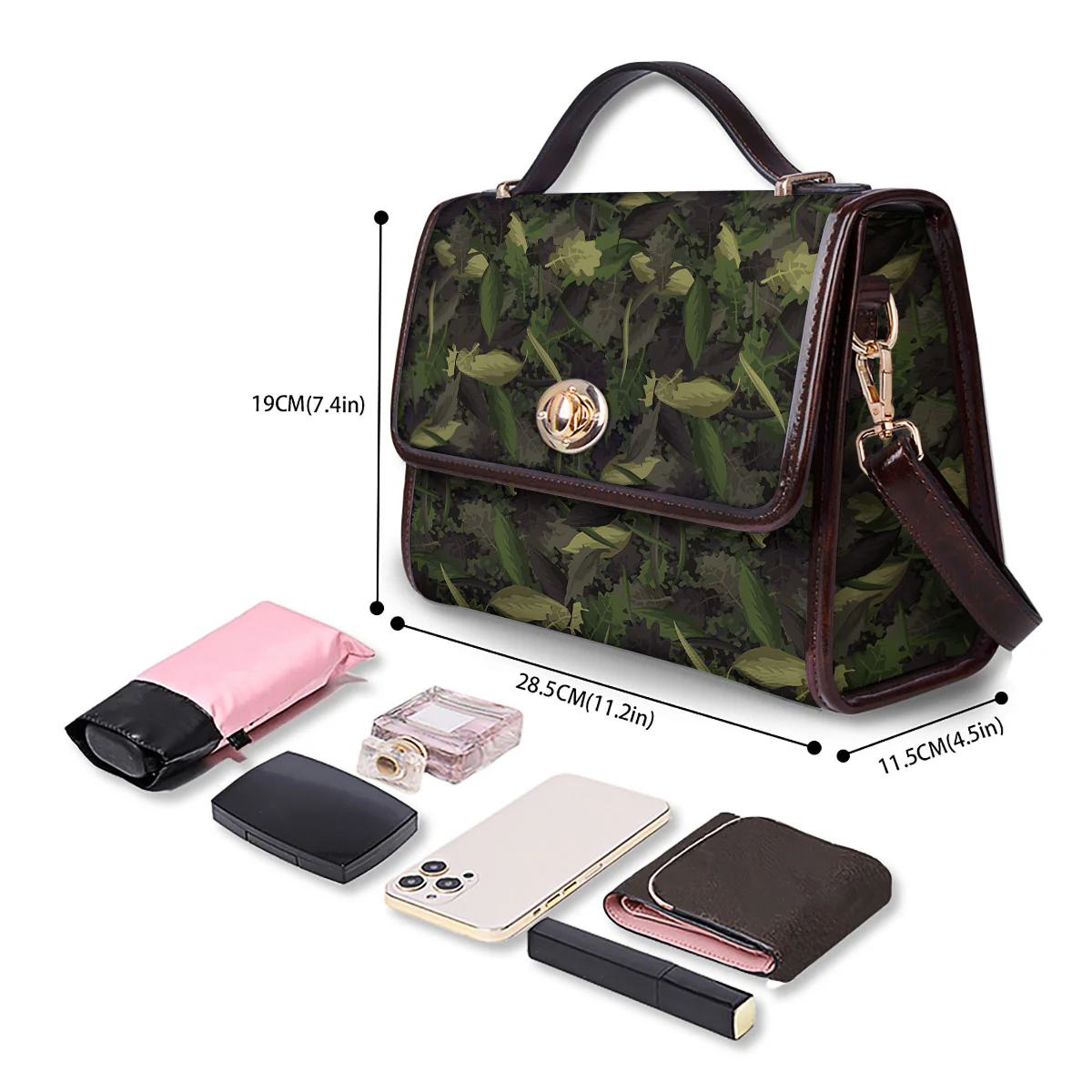 Camouflage Hunting Oak Tree Print Women's Satchel Bag - Image 4