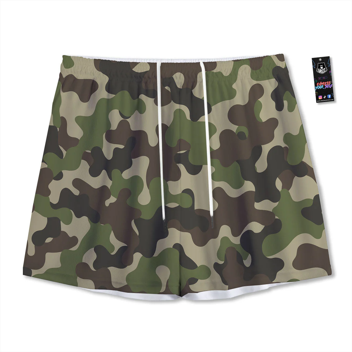 Camouflage Jungle Hunting Print Mesh Shorts