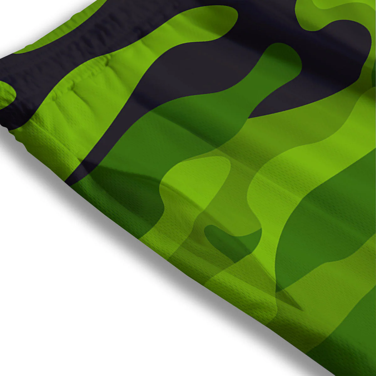 Camouflage Lime Green Print Mesh Shorts - Image 3