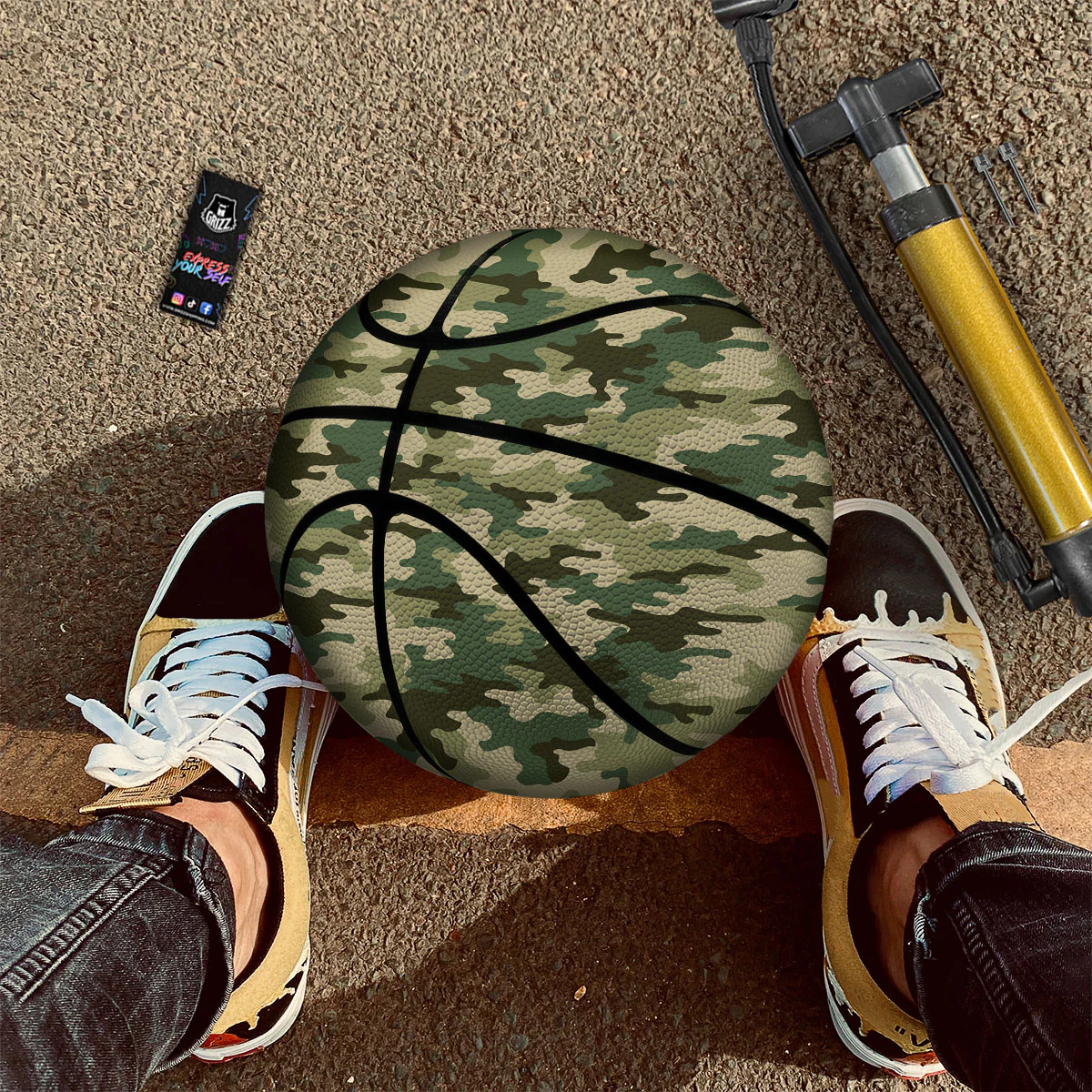 Camouflage Military Green Print Basketball - Image 2