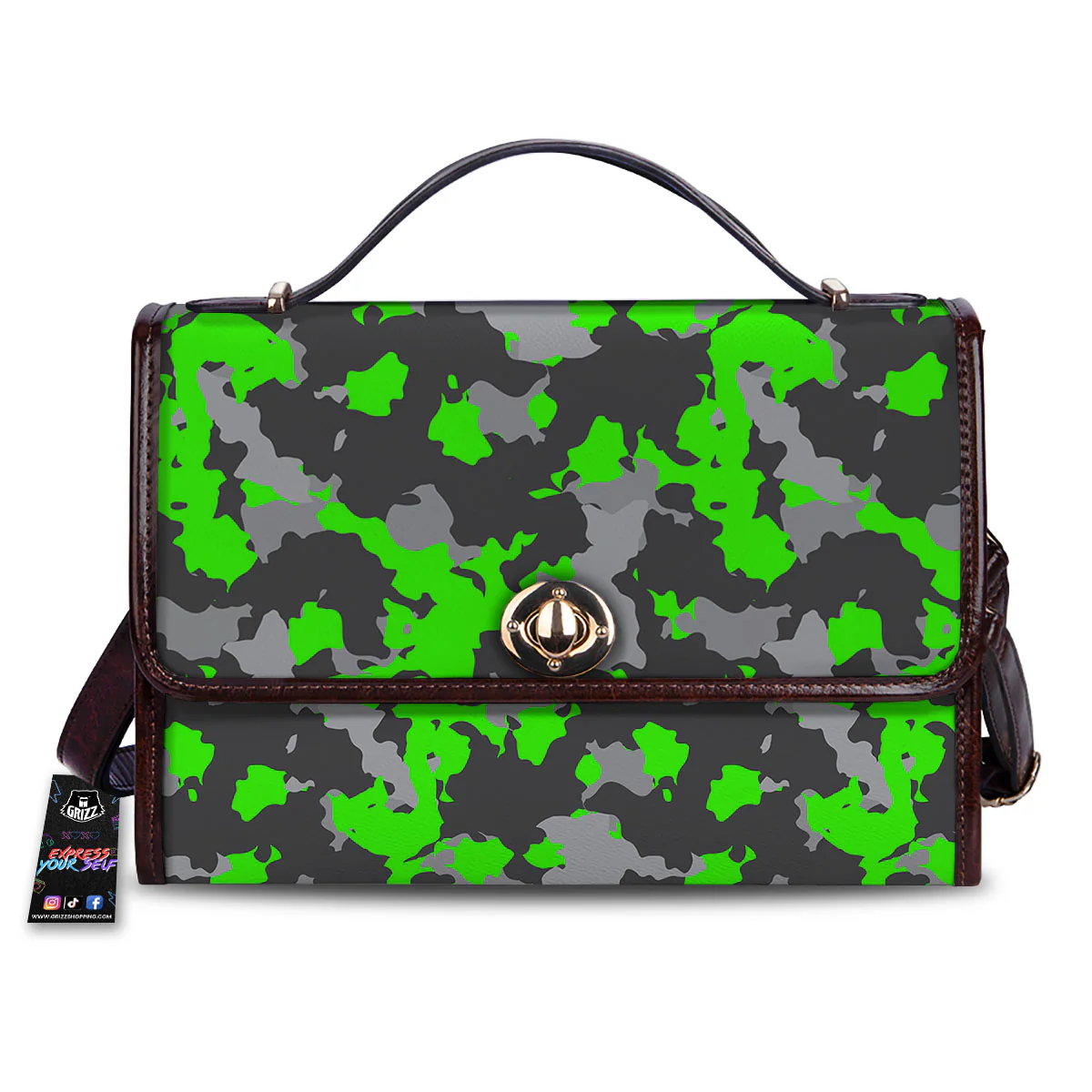 Camouflage Neon Print Women's Satchel Bag