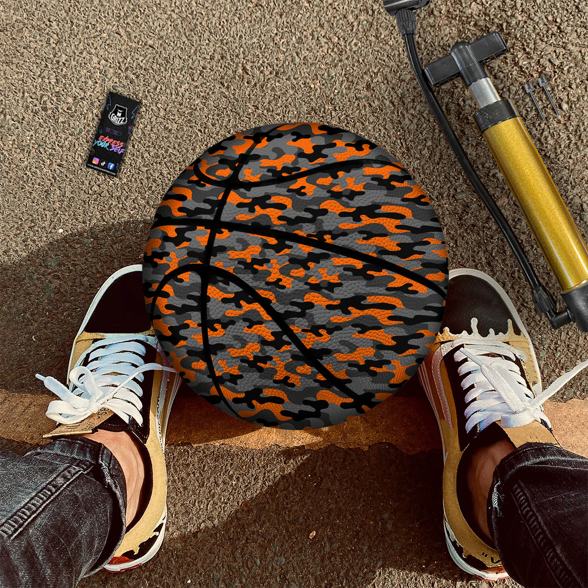 Camouflage Orange And Black Print Basketball - Image 2