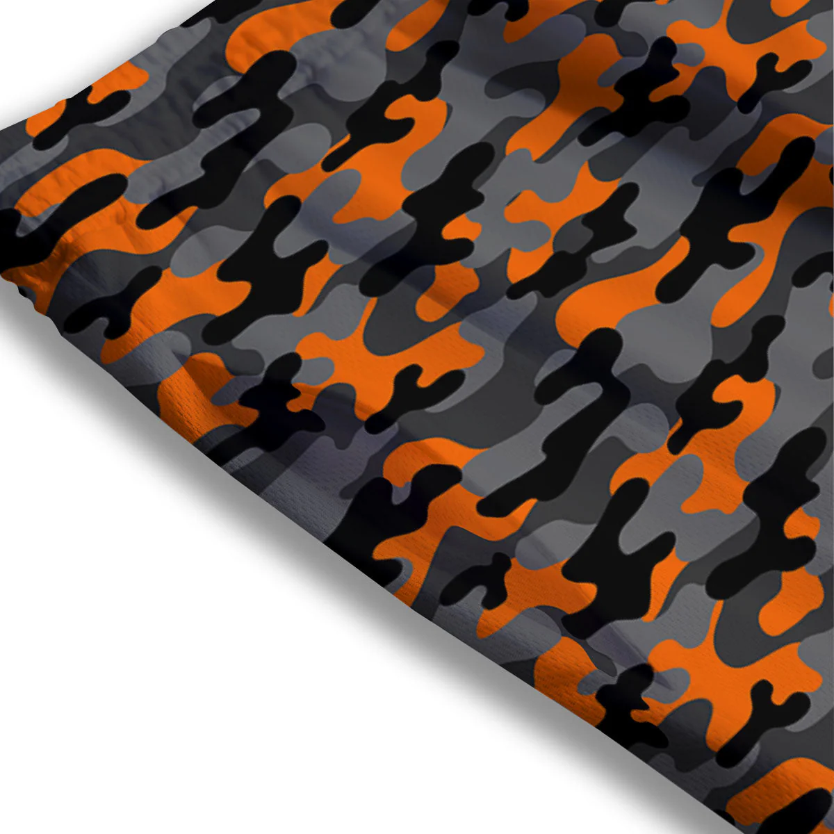 Camouflage Orange And Black Print Mesh Shorts - Image 3