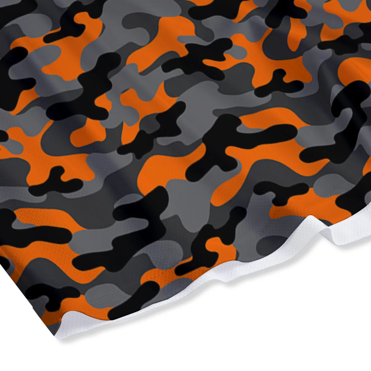 Camouflage Orange And Black Print Mesh Shorts - Image 4