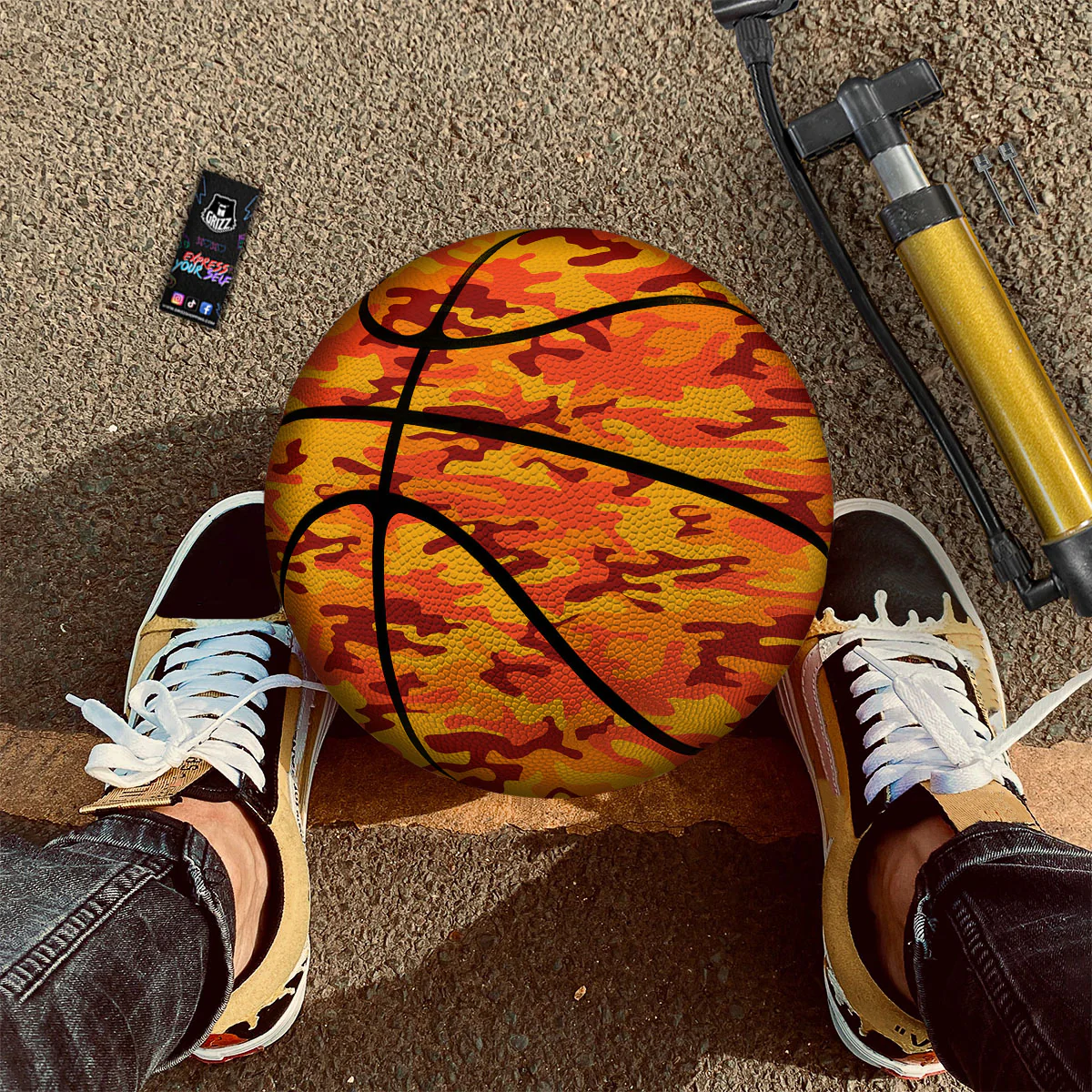 Camouflage Orange Print Basketball - Image 2