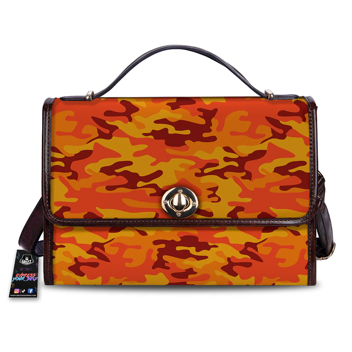 Camouflage Orange Print Women's Satchel Bag
