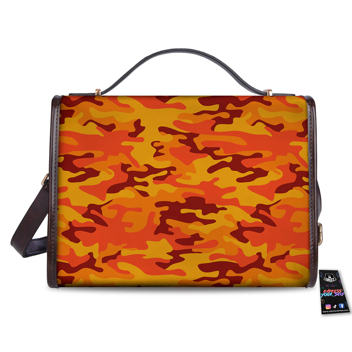Camouflage Orange Print Women's Satchel Bag - Image 2