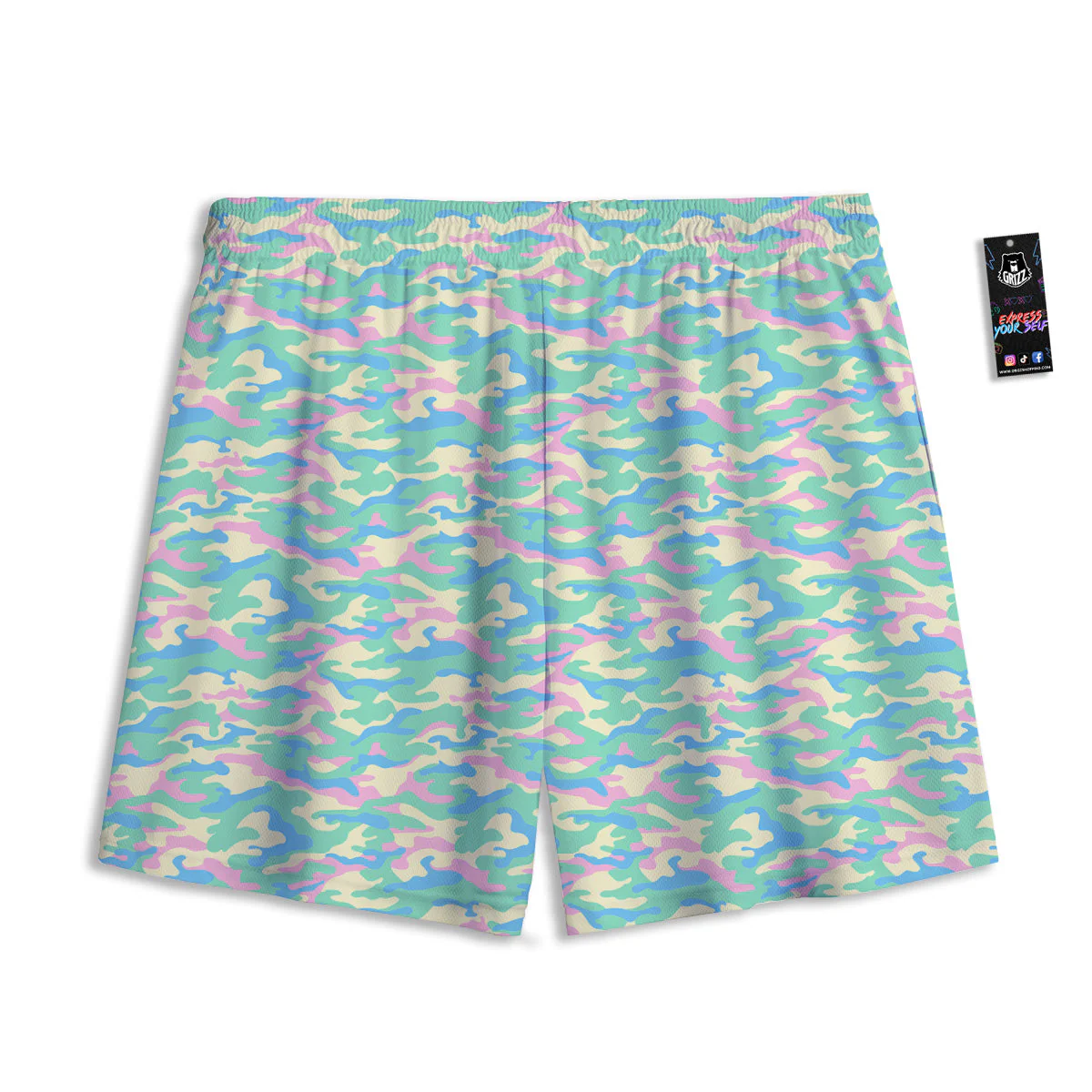 Camouflage Pastel Colors Print Pattern Mesh Shorts - Image 2
