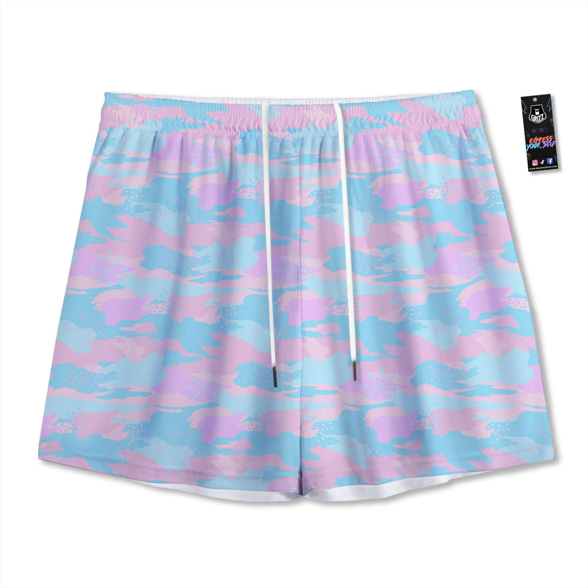 Camouflage Pastel Print Mesh Shorts