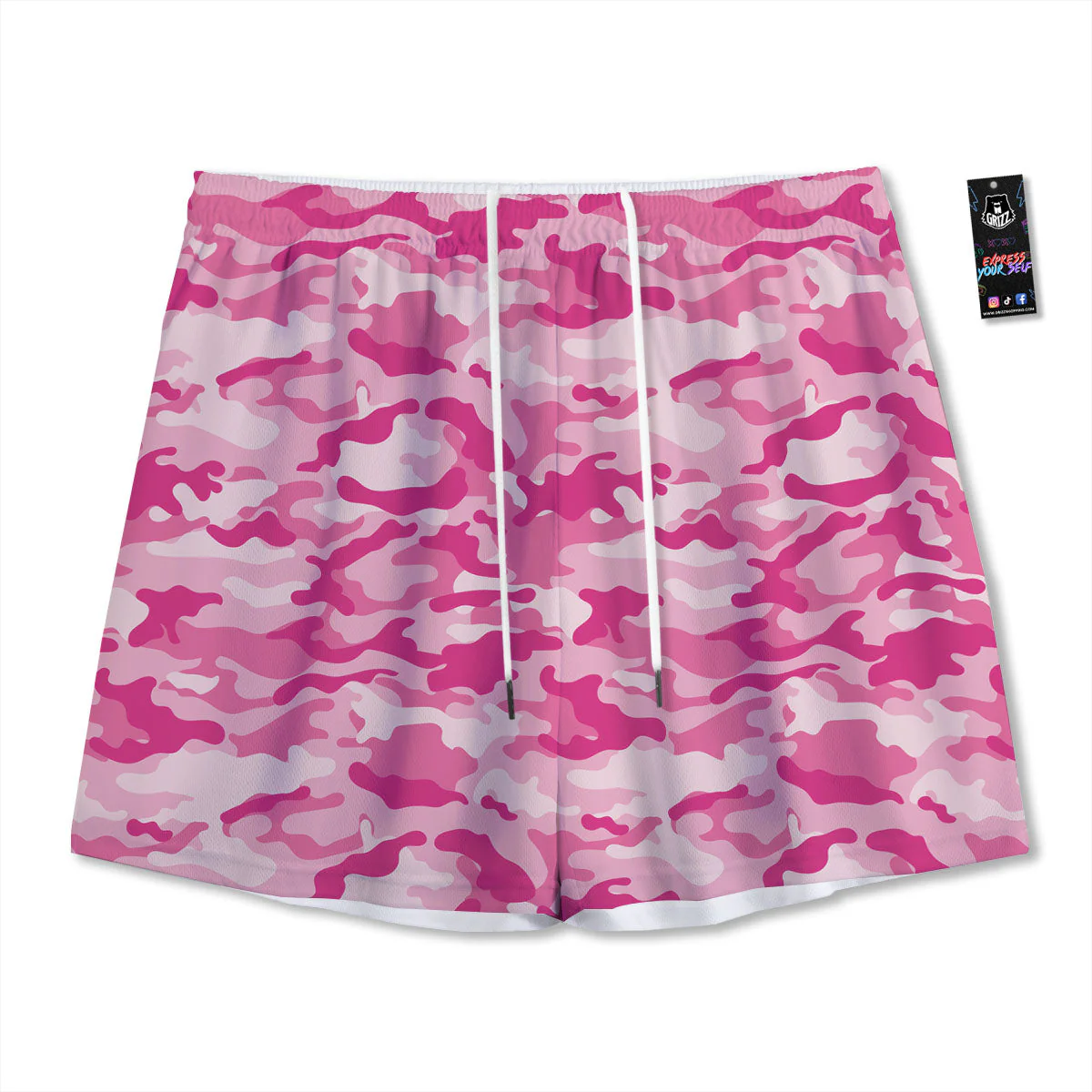 Camouflage Pink Print Pattern Mesh Shorts