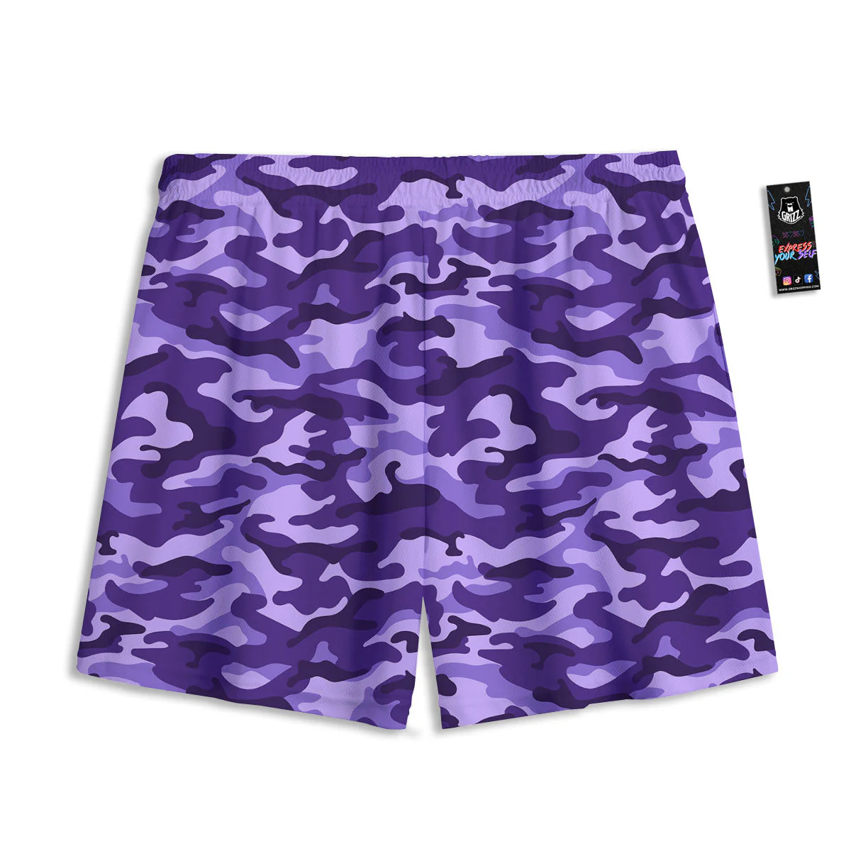 Camouflage Purple Print Pattern Mesh Shorts - Image 2