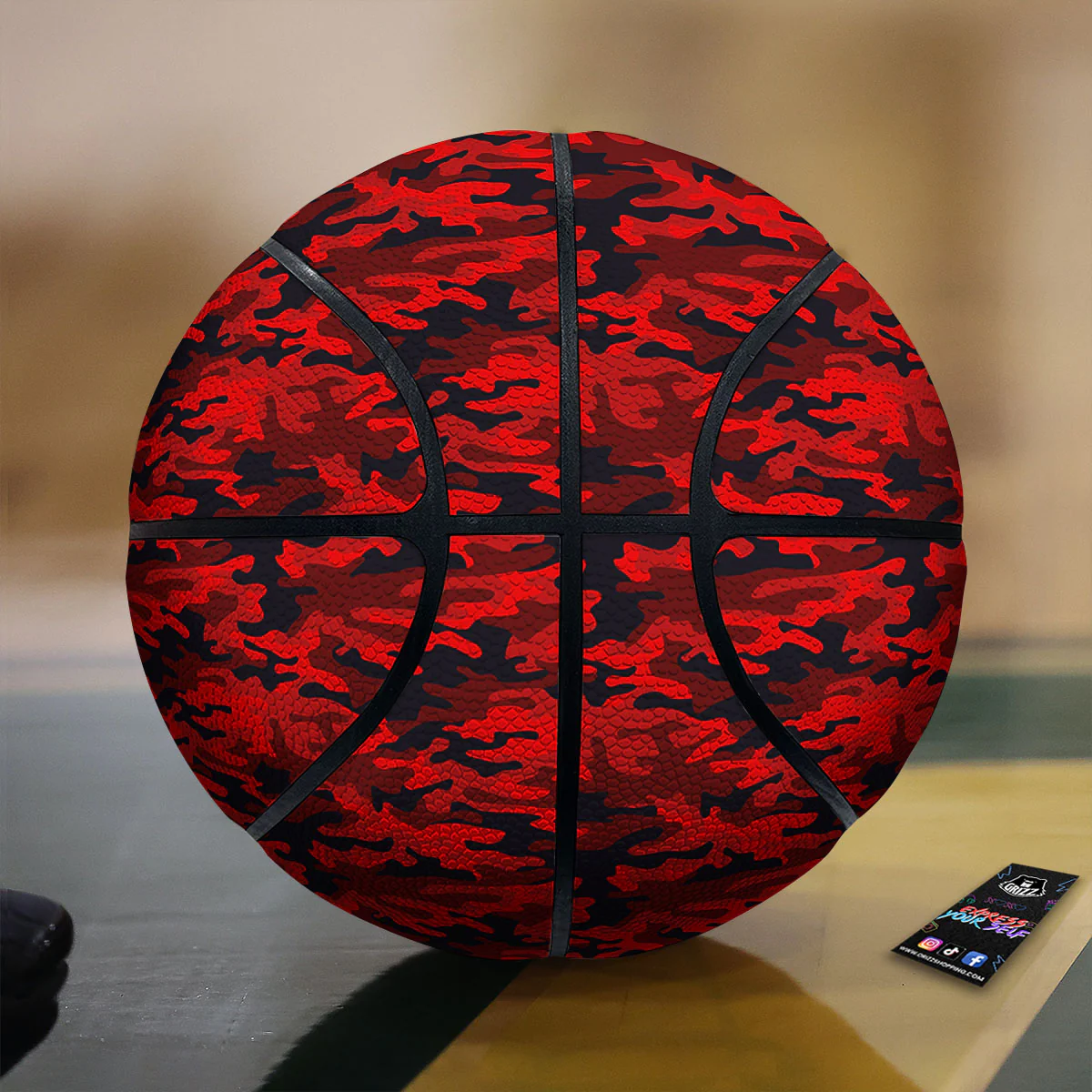 Camouflage Red And Black Print Basketball