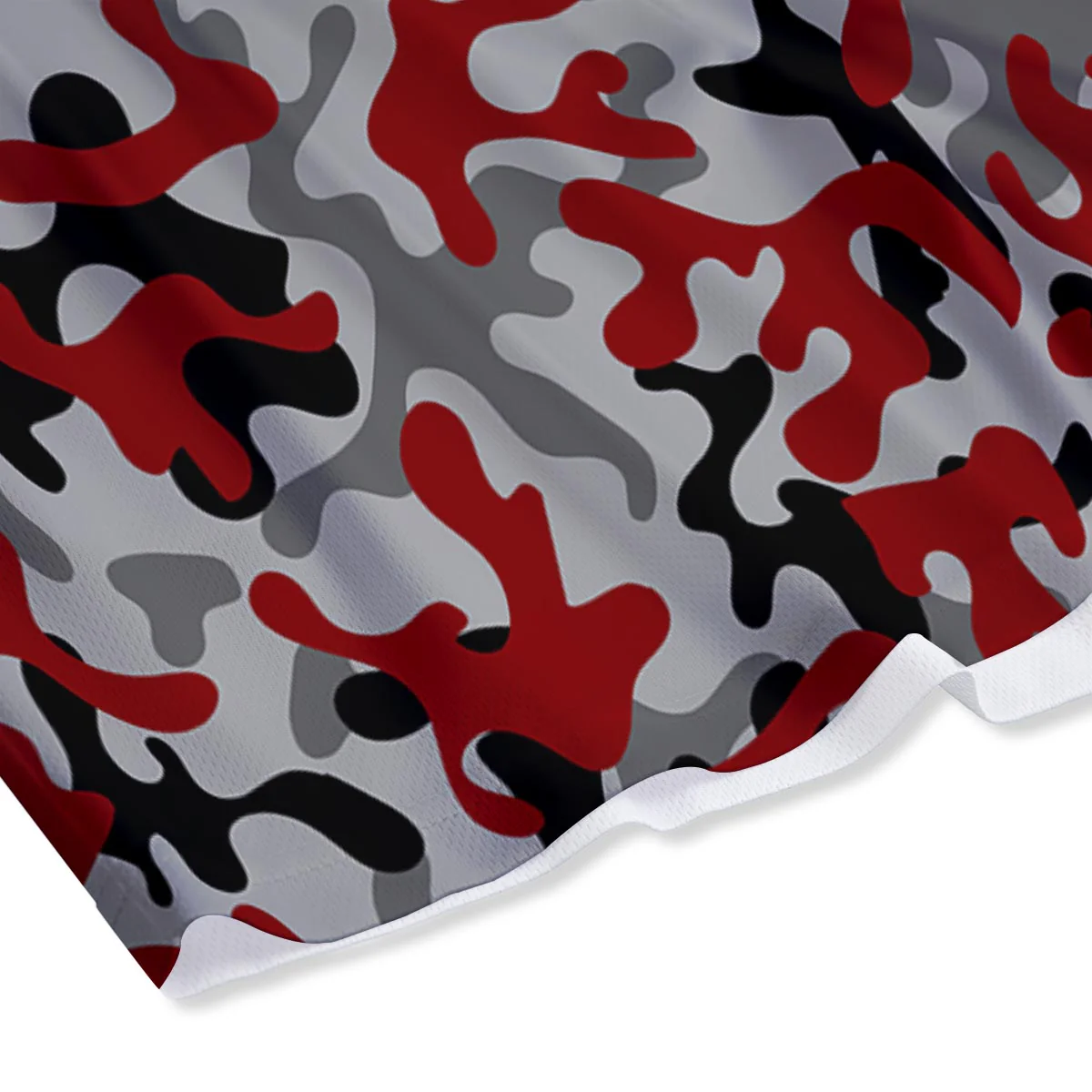 Camouflage Red Grey Print Pattern Mesh Shorts - Image 4