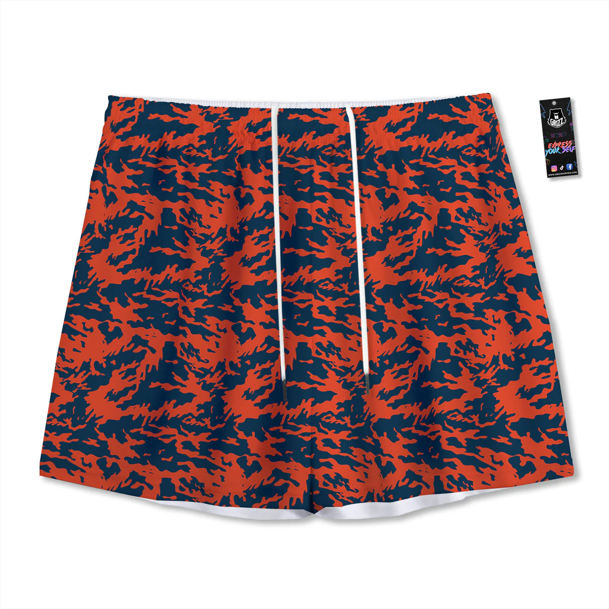 Camouflage Red Spots Print Pattern Mesh Shorts