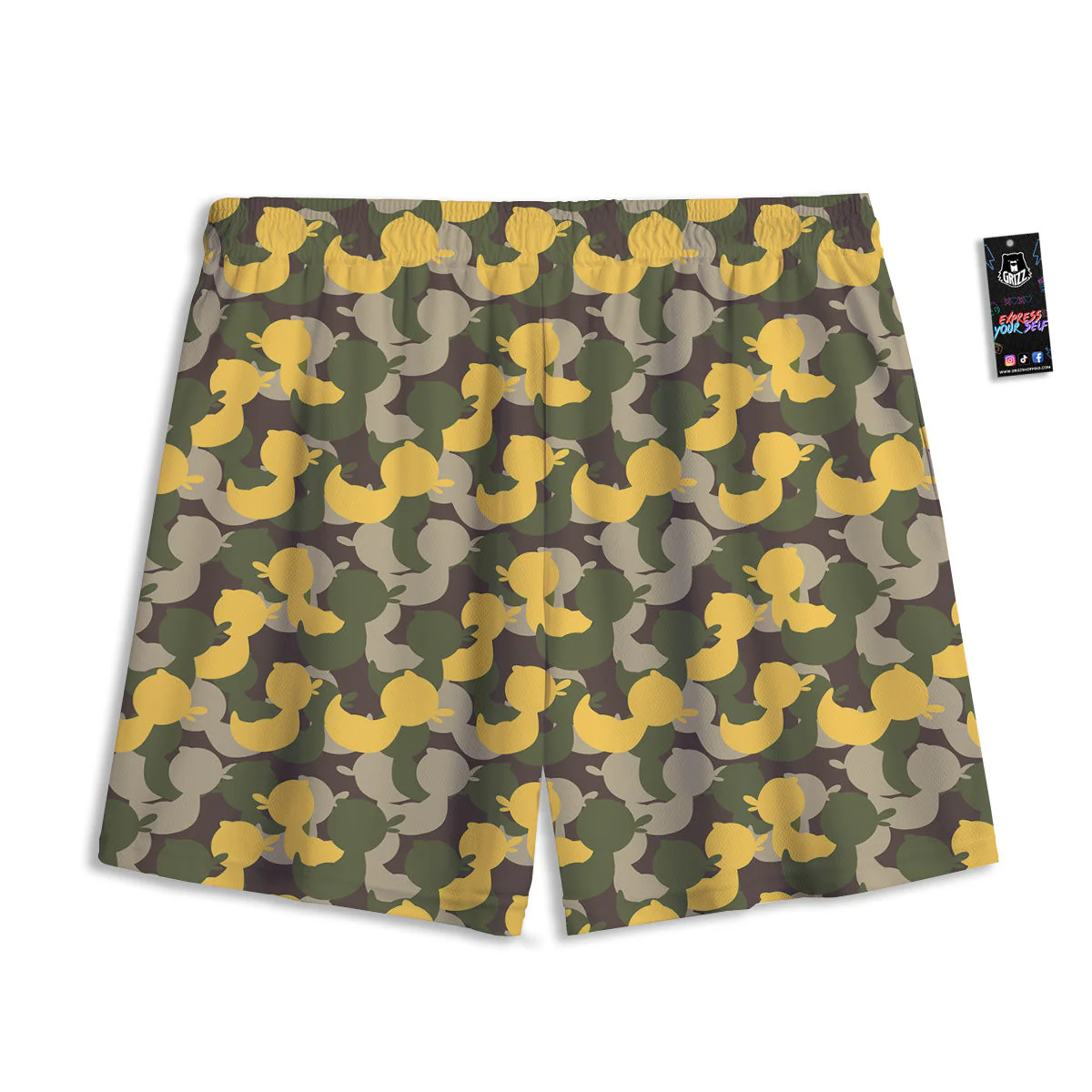 Camouflage Rubber Ducks Print Pattern Mesh Shorts - Image 2