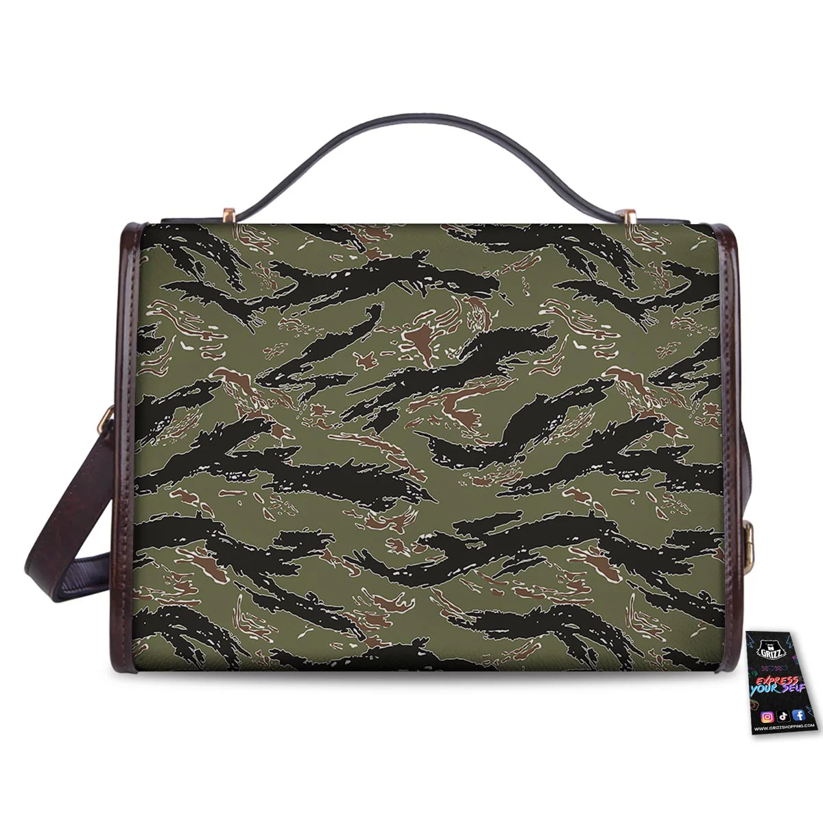 Camouflage Tiger Stripe Print Pattern Women's Satchel Bag - Image 2