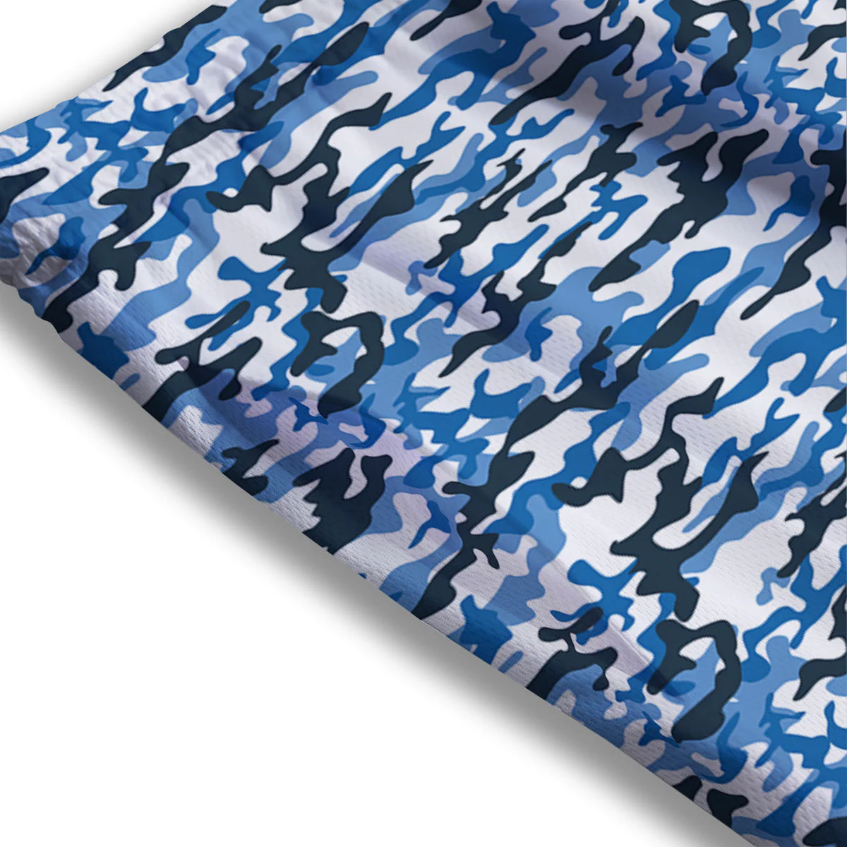 Camouflage White And Blue Print Mesh Shorts - Image 3