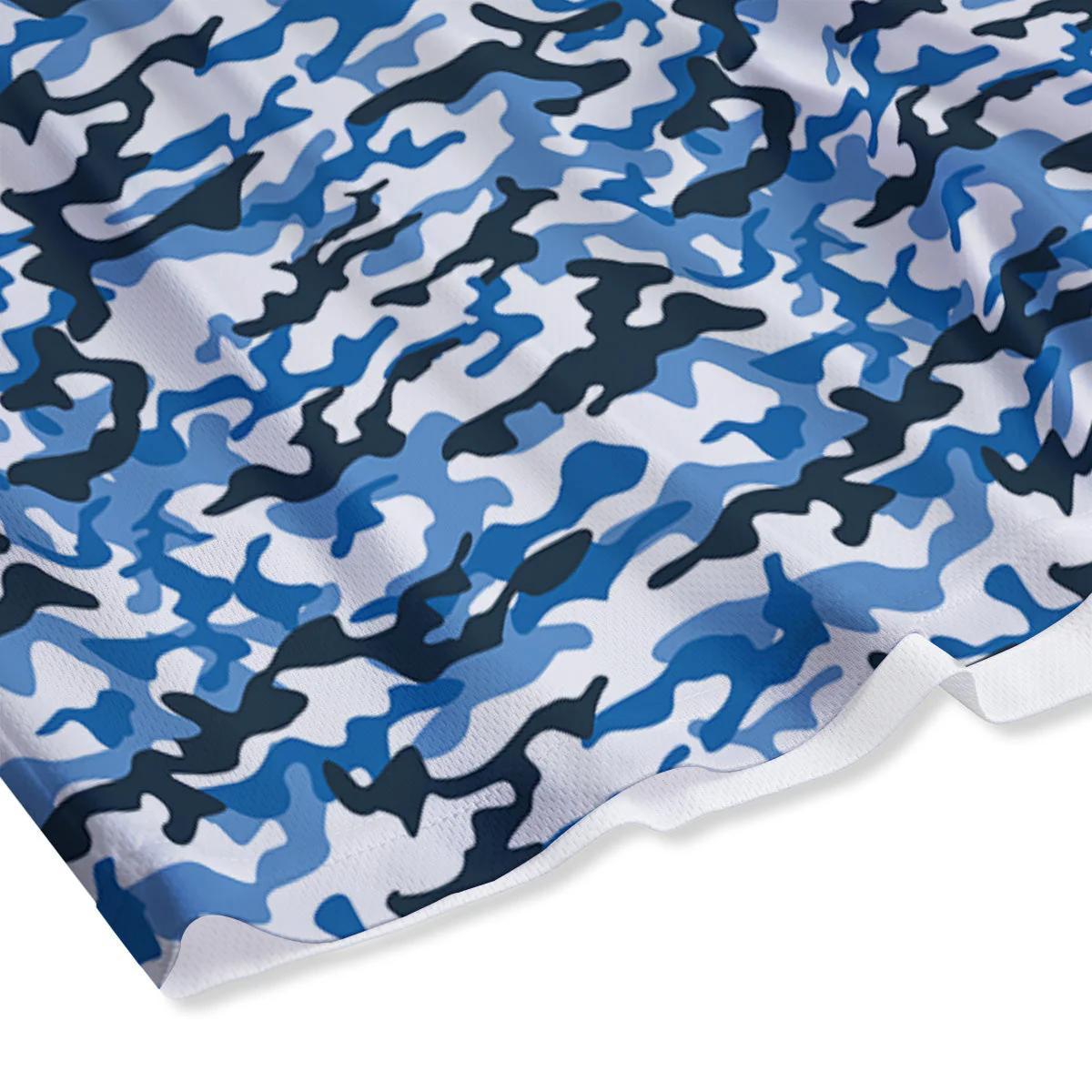 Camouflage White And Blue Print Mesh Shorts - Image 4