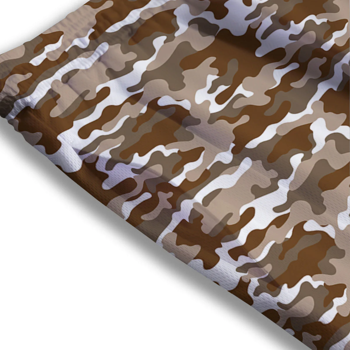 Camouflage White And Brown Print Mesh Shorts - Image 3