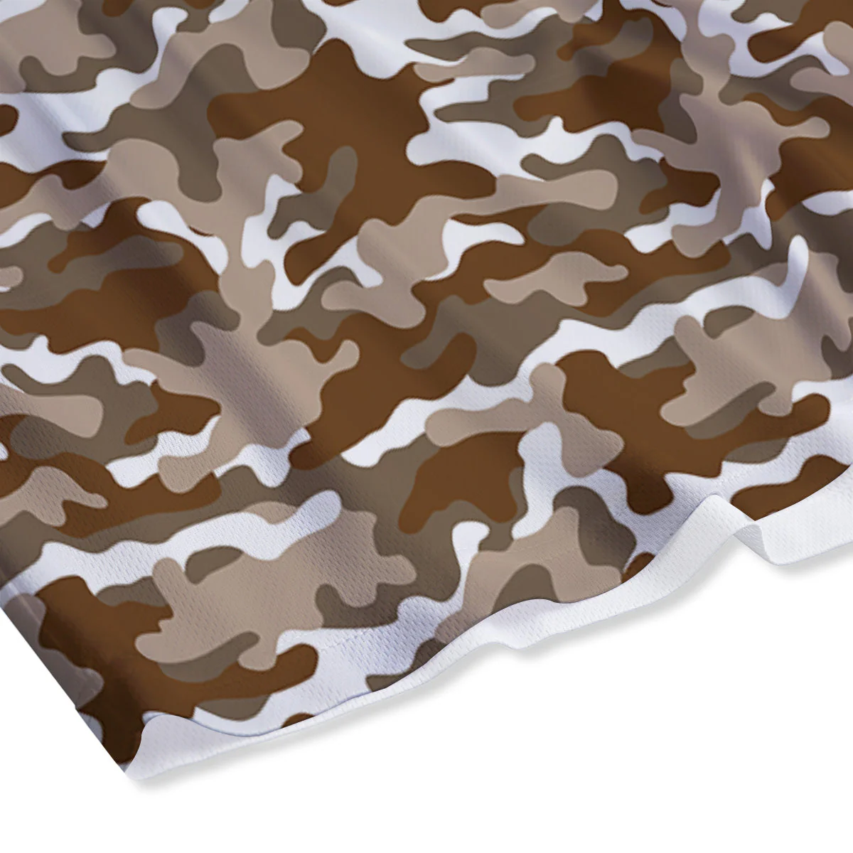 Camouflage White And Brown Print Mesh Shorts - Image 4