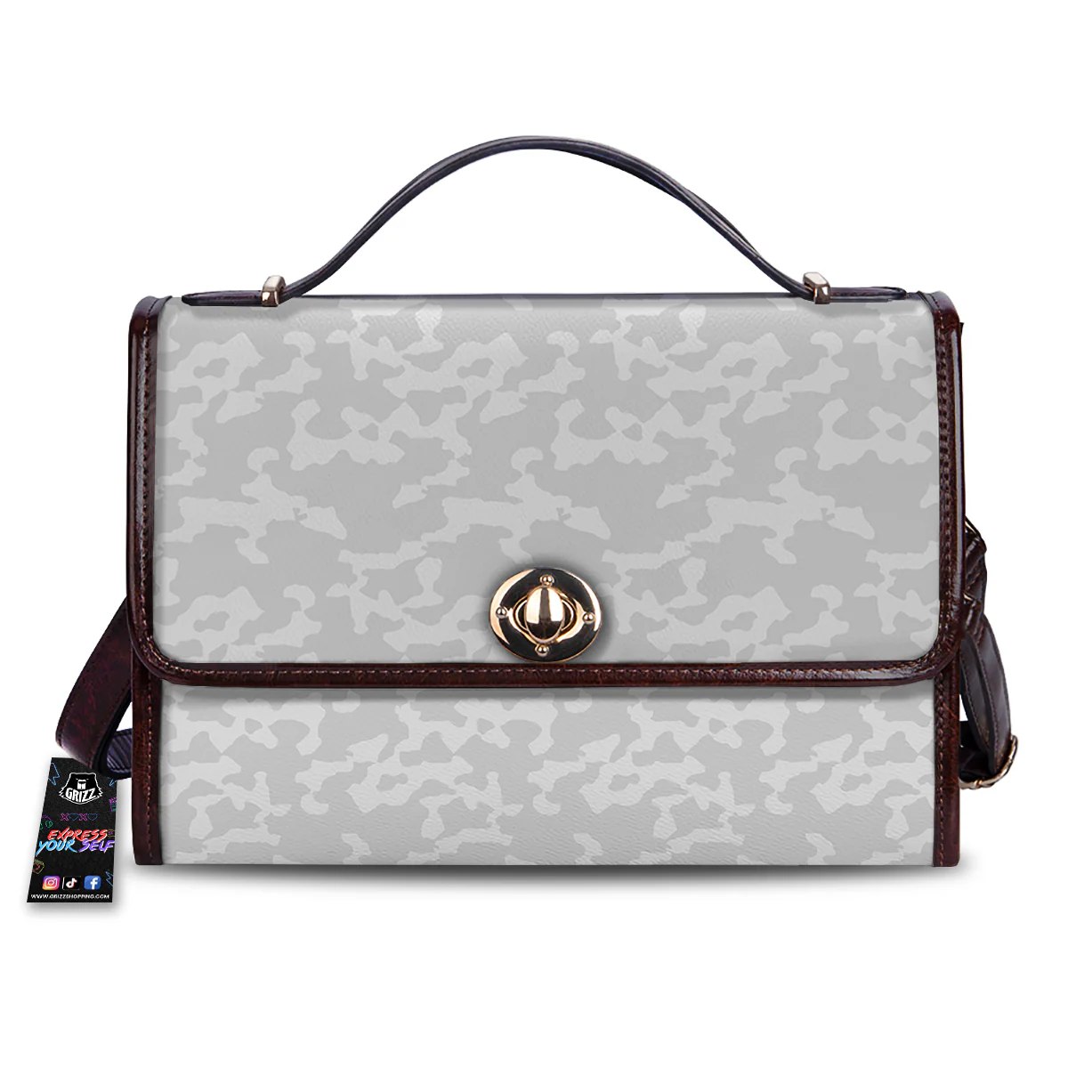 Camouflage White Snow Print Pattern Women's Satchel Bag