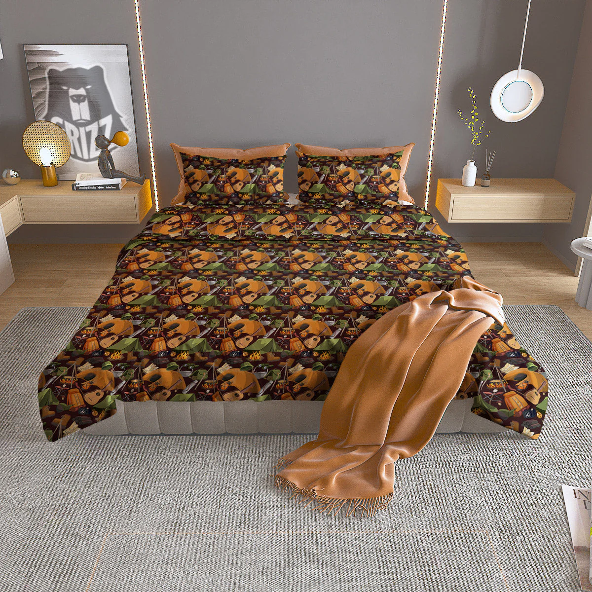 Camping Equipment Print Pattern Duvet Cover Bedding Set