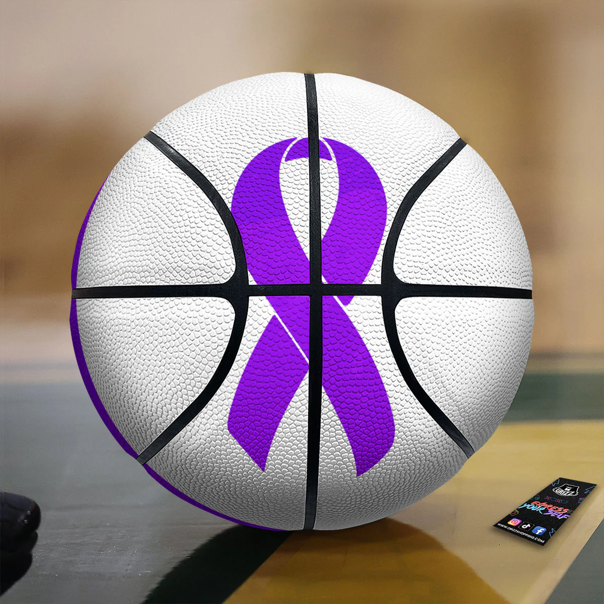 Cancer Awareness Ribbon Purple Print Basketball