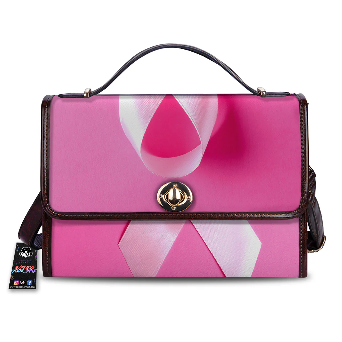 Cancer Breast Little Ribbon Print Women's Satchel Bag