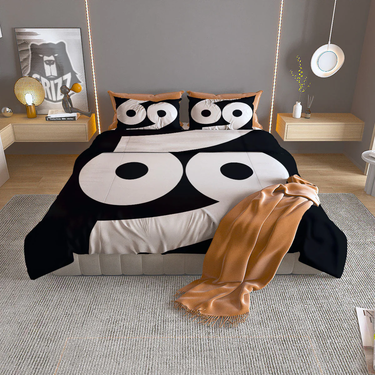 Cancer Sign White And Black Print Duvet Cover Bedding Set