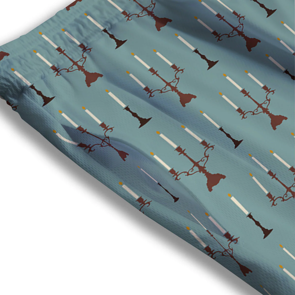 Candle Vintage Print Pattern Mesh Shorts - Image 3