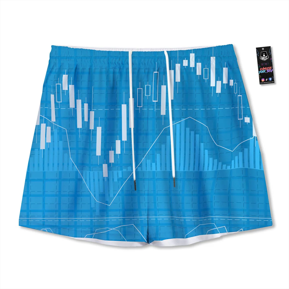 Candlestick Stock Market Print Mesh Shorts