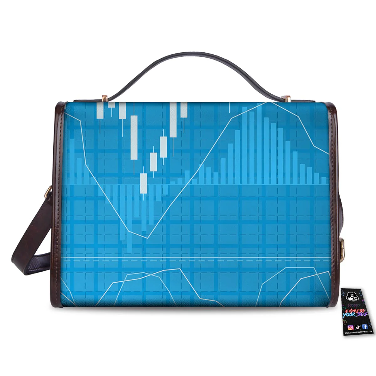 Candlestick Stock Market Print Women's Satchel Bag - Image 2