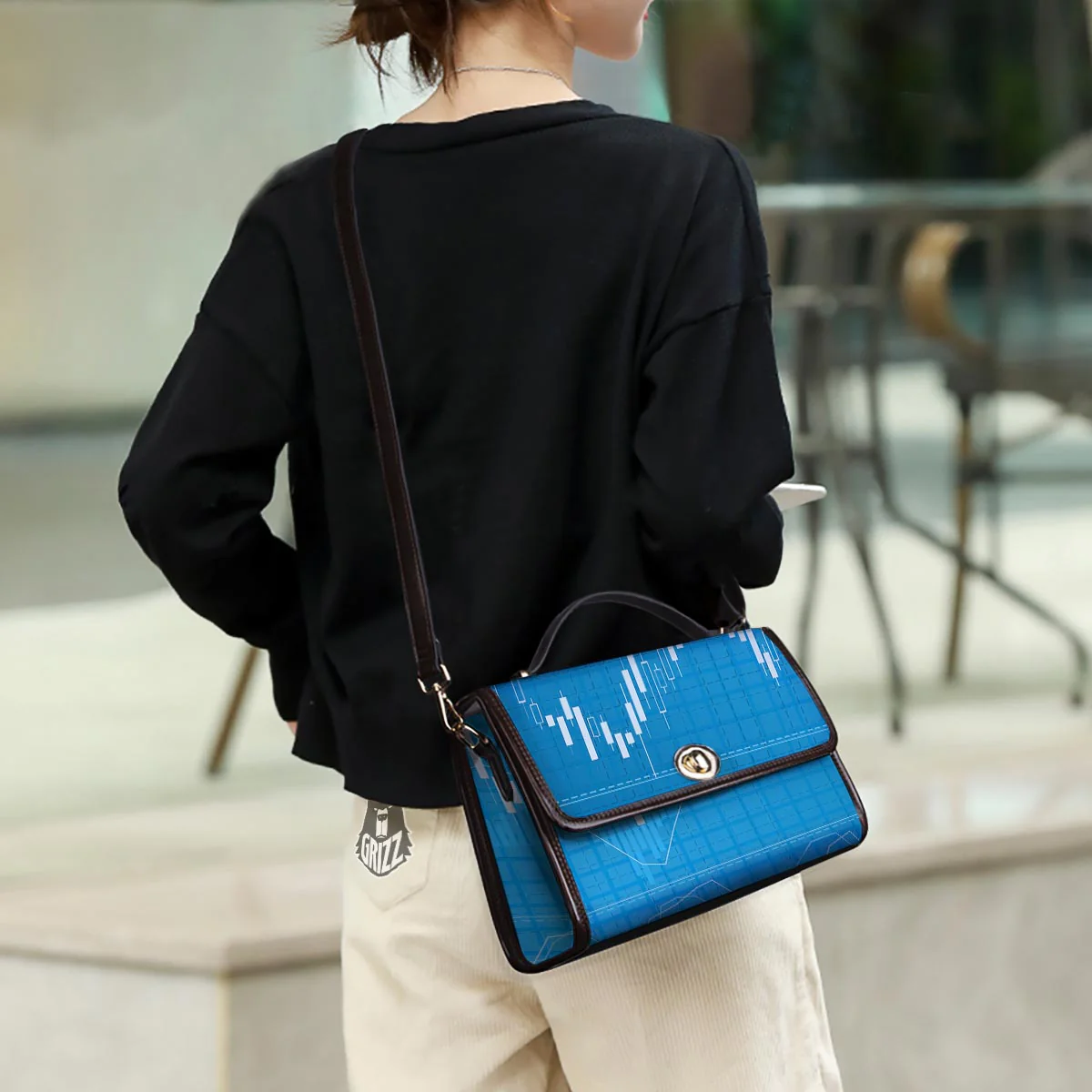 Candlestick Stock Market Print Women's Satchel Bag - Image 3