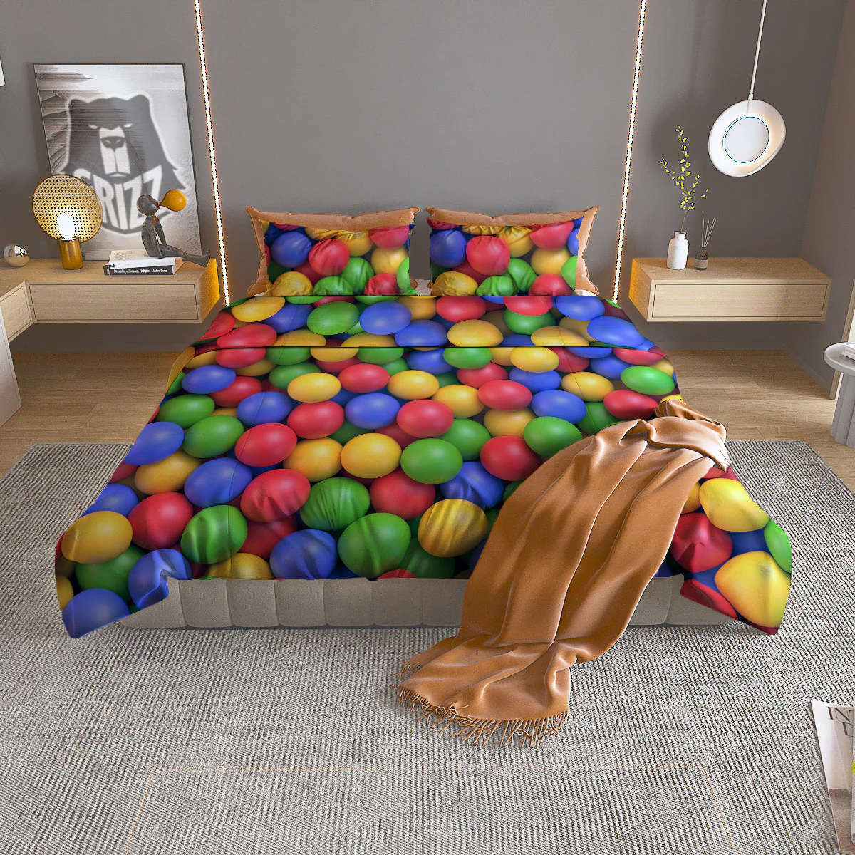 Candy Ball Colorful Print Duvet Cover Bedding Set