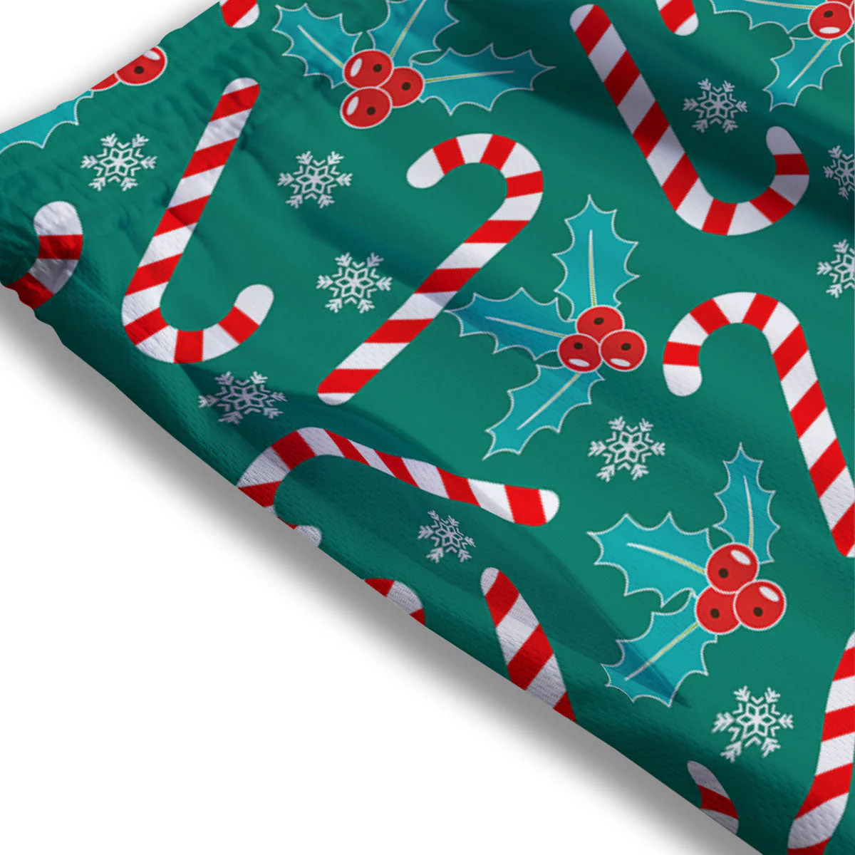 Candy Cane Merry Christmas Print Pattern Mesh Shorts - Image 3