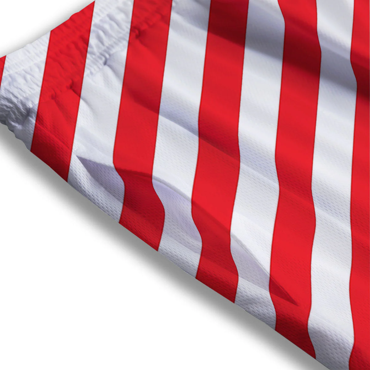 Candy Cane Striped White And Red Print Mesh Shorts - Image 3