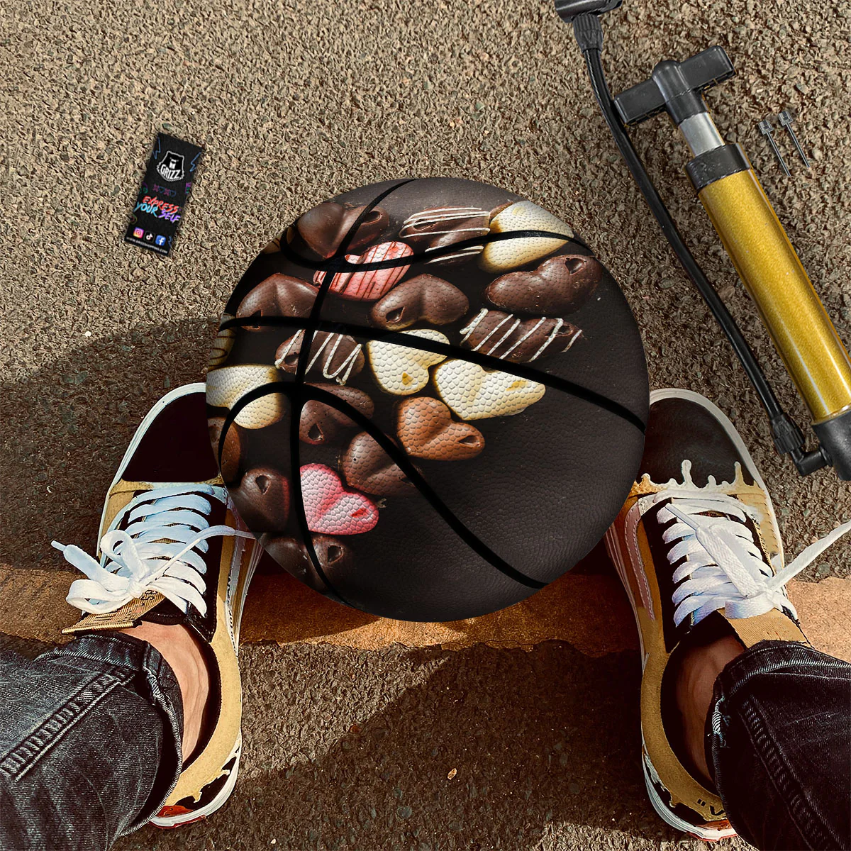 Candy Chocolate Heart Print Basketball - Image 2