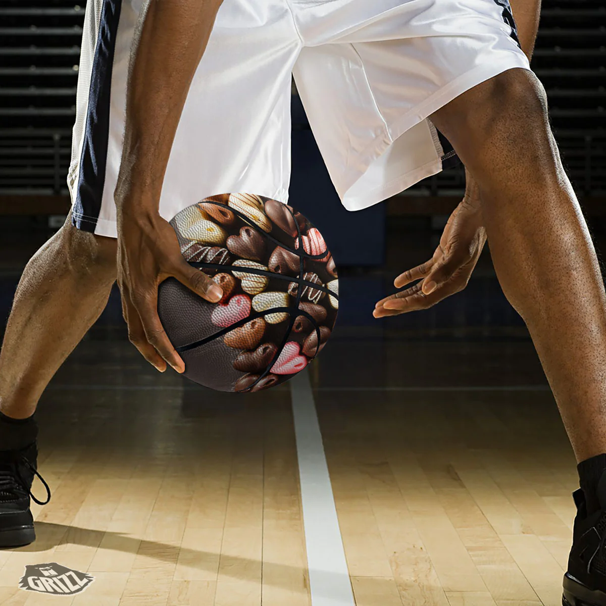 Candy Chocolate Heart Print Basketball - Image 3