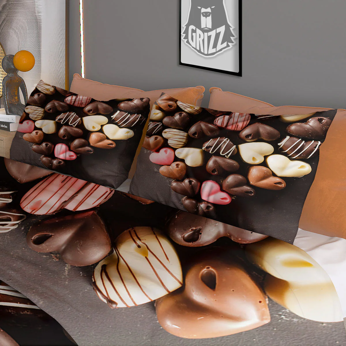 Candy Chocolate Heart Print Duvet Cover Bedding Set - Image 3