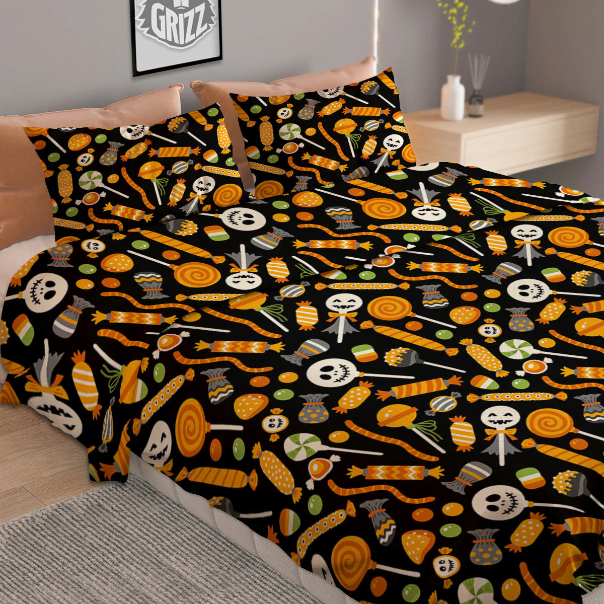 Candy Halloween Print Pattern Duvet Cover Bedding Set - Image 2