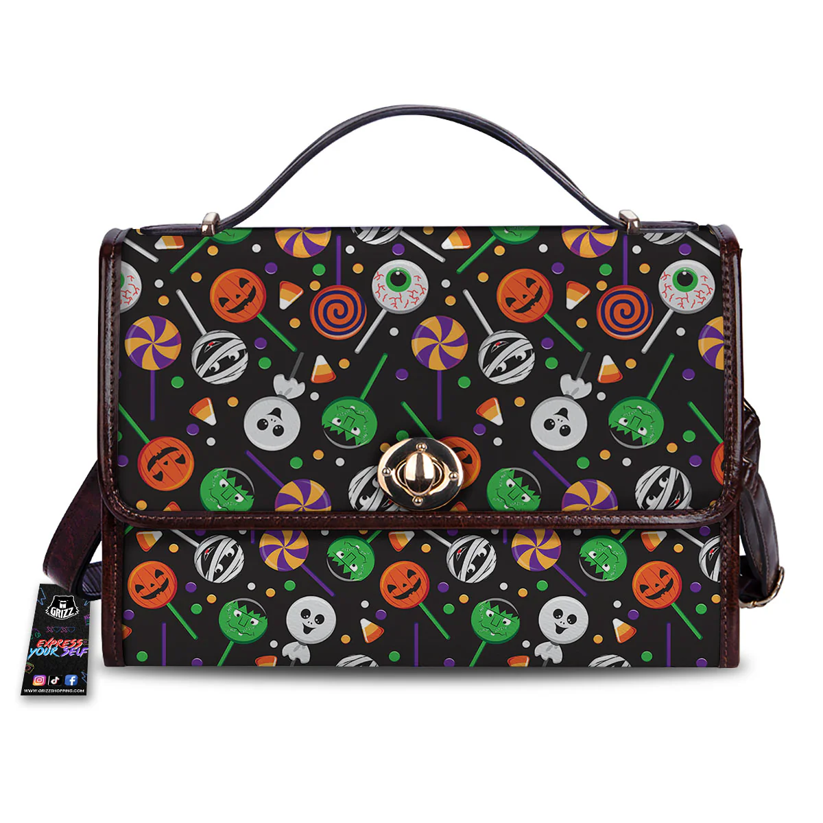 Candy Monsters Halloween Print Pattern Women's Satchel Bag