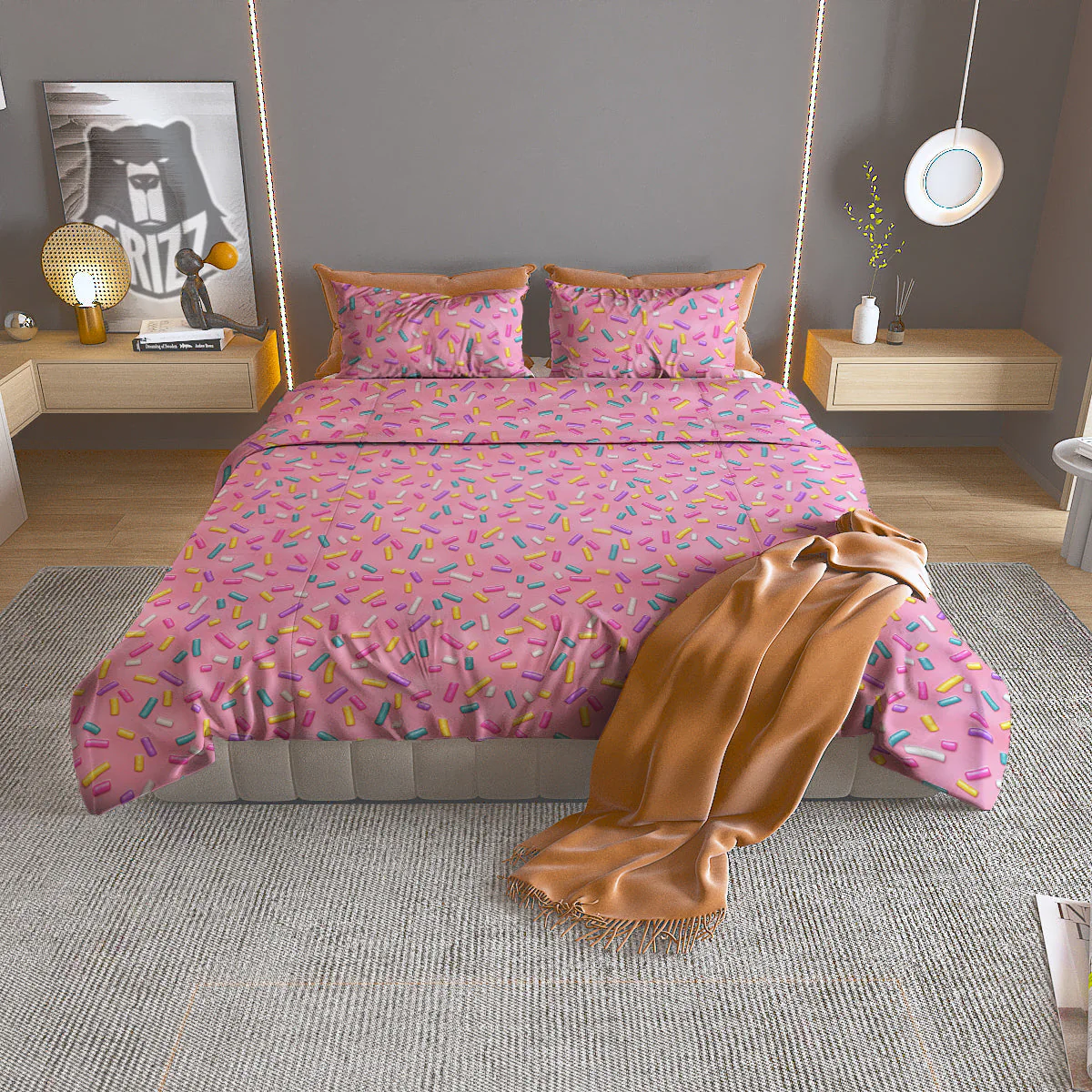 Candy Sprinkles Sweet Pink Print Pattern Duvet Cover Bedding Set