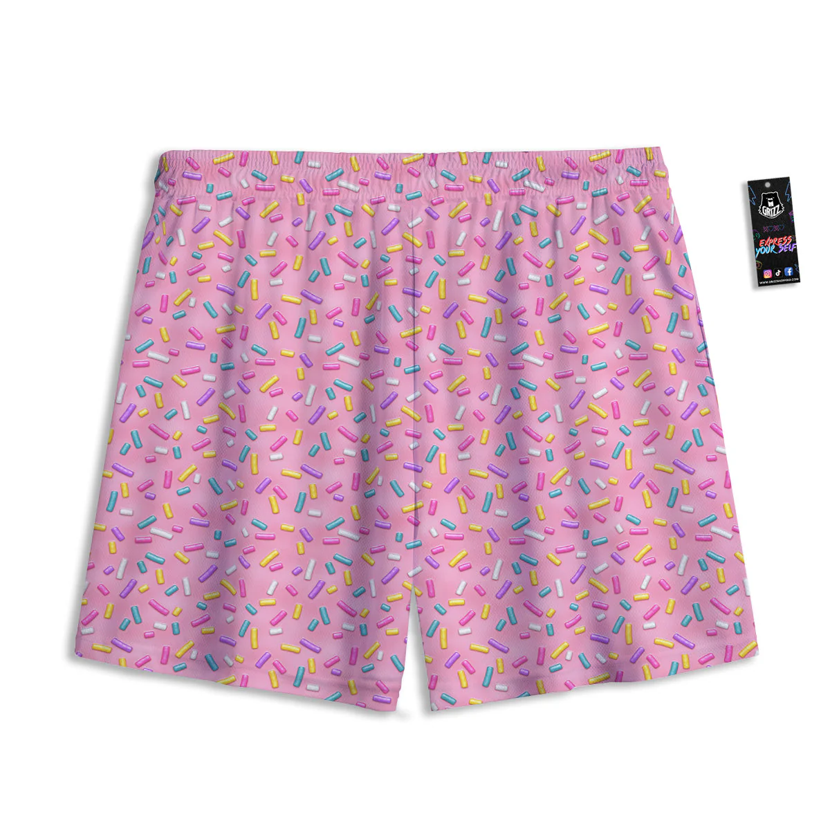 Candy Sprinkles Sweet Pink Print Pattern Mesh Shorts - Image 2
