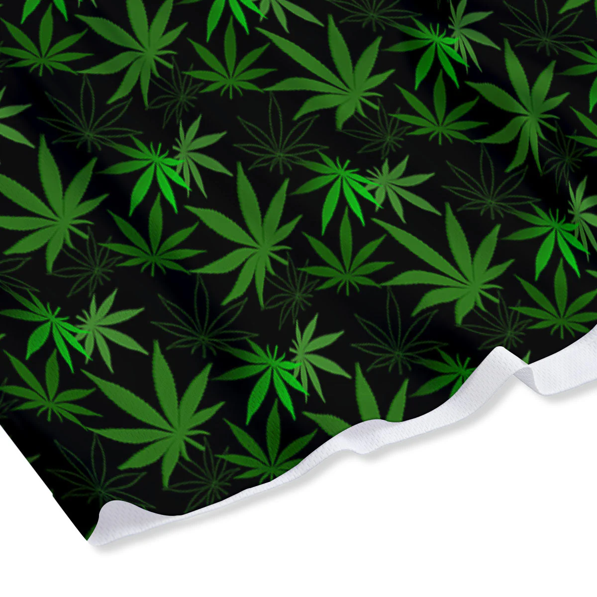 Cannabis Leaf Black And Green Print Mesh Shorts - Image 4
