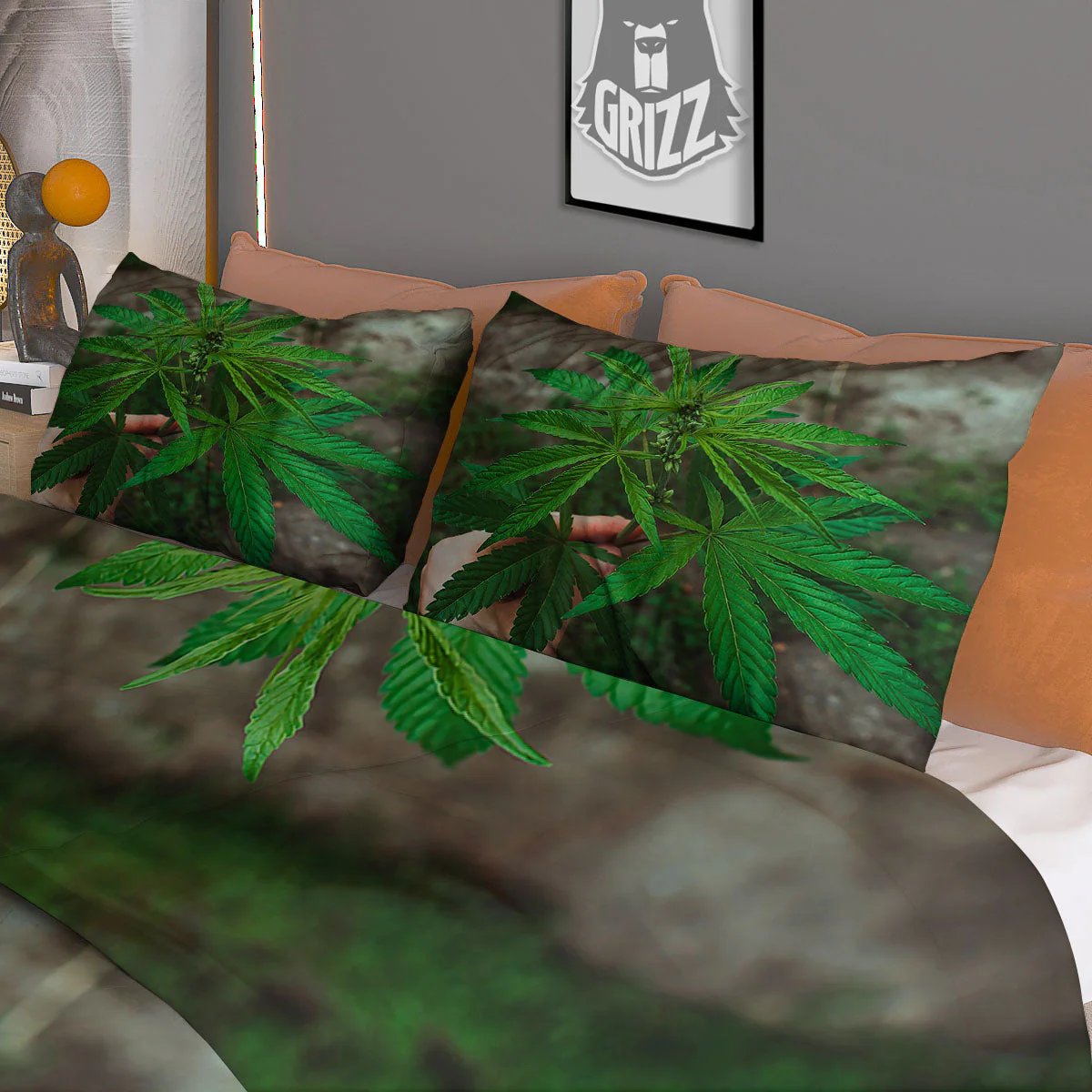 Cannabis Leaf Forest Green Print Duvet Cover Bedding Set - Image 3