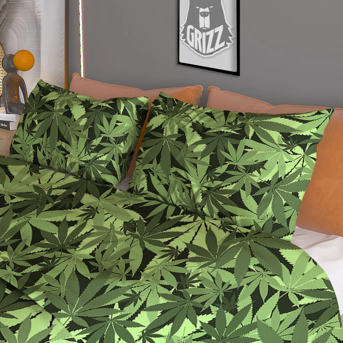 Cannabis Leaf Green Print Pattern Duvet Cover Bedding Set - Image 3