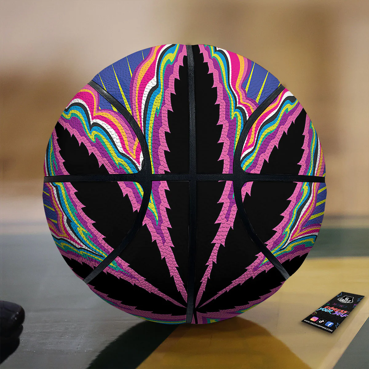 Cannabis Leaf Psychedelic Print Basketball