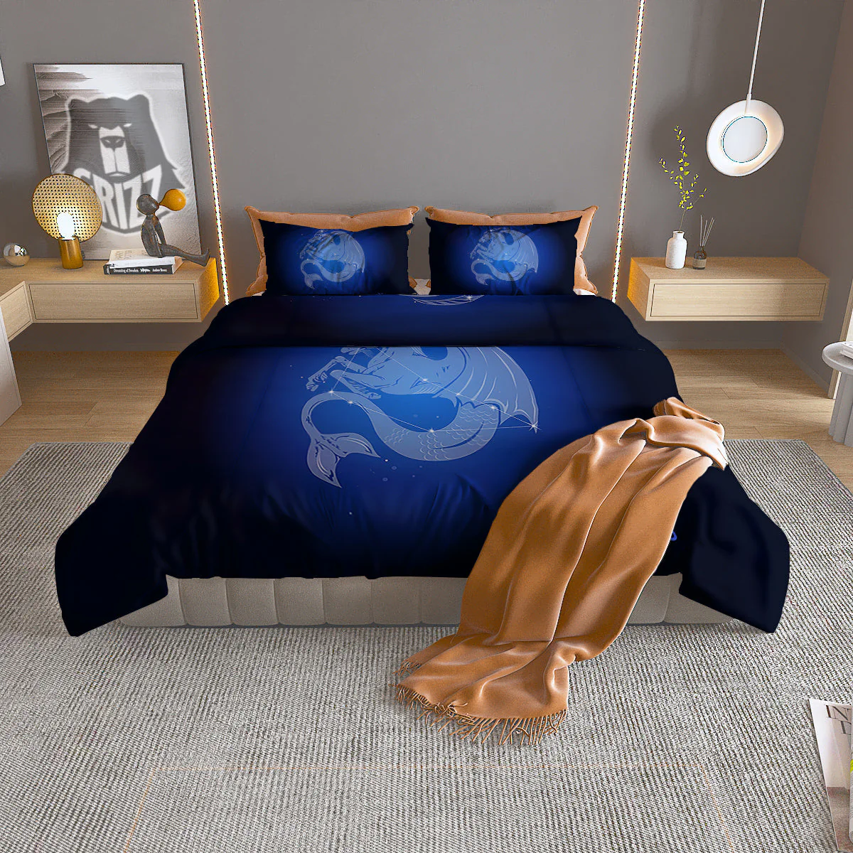 Capricorn Constellation Print Duvet Cover Bedding Set