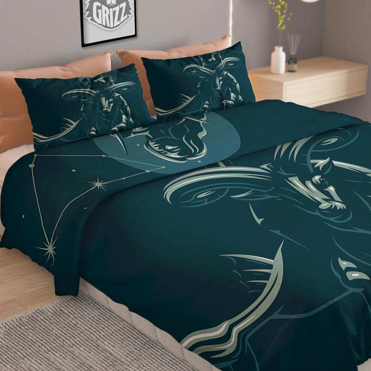 Capricorn Sign Astrology Print Duvet Cover Bedding Set - Image 2