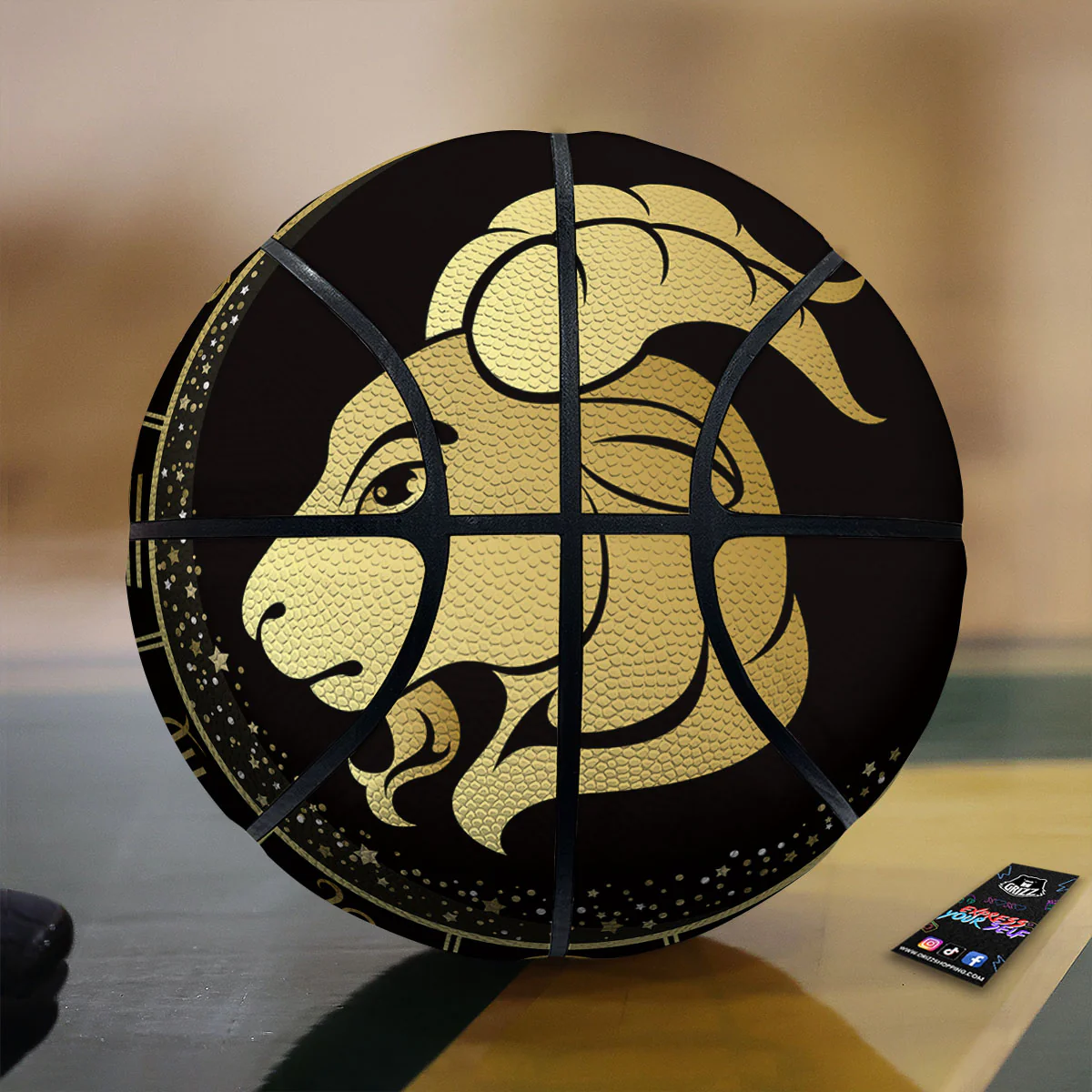 Capricorn Sign Black And Gold Print Basketball